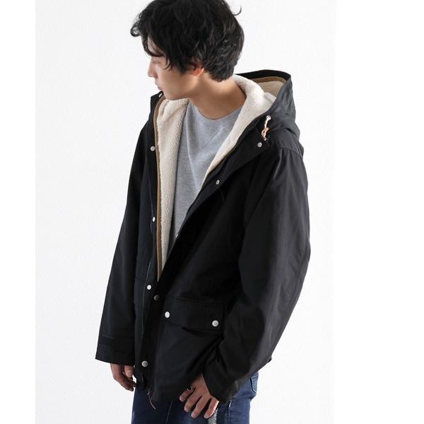《JaVa ジャバコラボ》3WAYミドル丈無地マウンテンパーカー(ライナー取外し可)