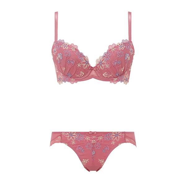 エントリーコレクション 背中すっきりブラ＆ショーツセット 264 グリッターフラワー B-Dカップ