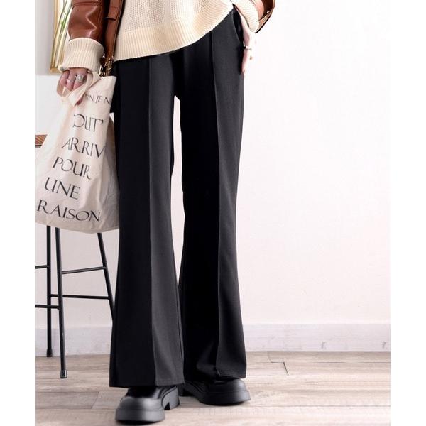 美脚魅せ！センタープレスセミフレアカットソーパンツ