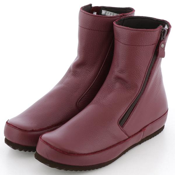 サイドジップ本革インヒールショートブーツ