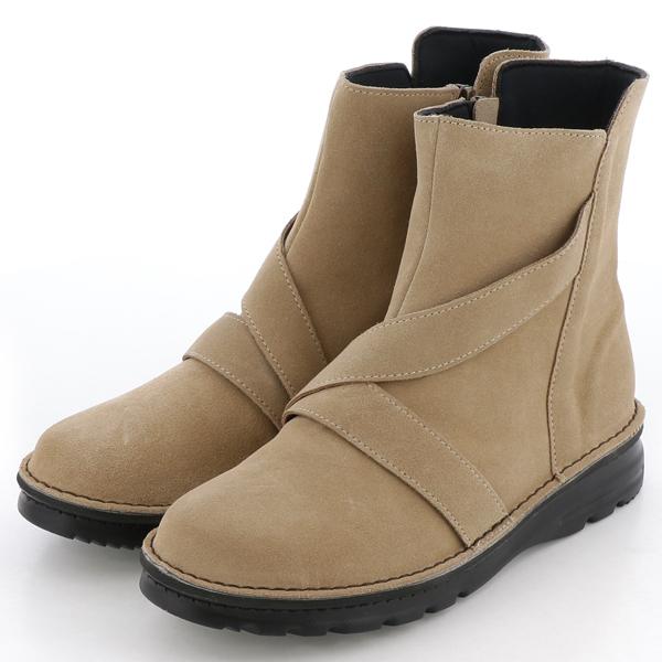 サイドファズナーシルキーショートブーツ