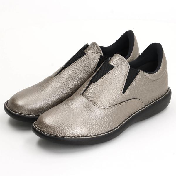 Vカット本革スリッポン