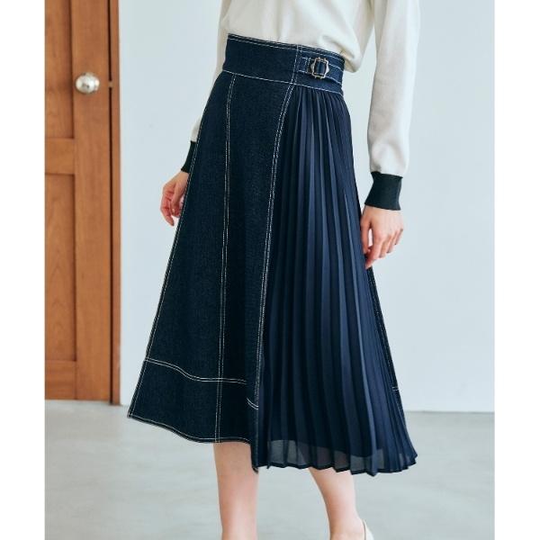 グローブ人気のスカート！デニムサイドプリーツスカート