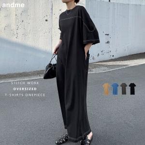 配色ステッチ オーバーサイズ 半袖 Tシャツ ワ...の商品画像