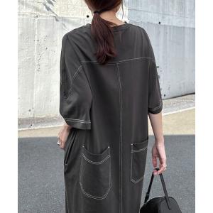 配色ステッチ オーバーサイズ 半袖 Tシャツ ...の詳細画像2