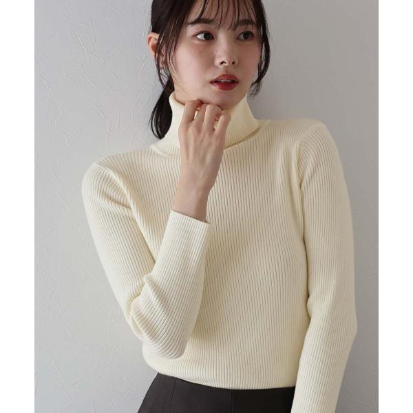 《新色追加》なめらかタートルネックリブニット