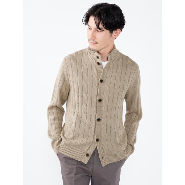 ケーブルボタンアップニット