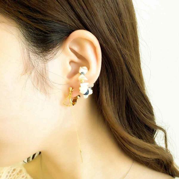 シェルパール×天然石イヤカフ