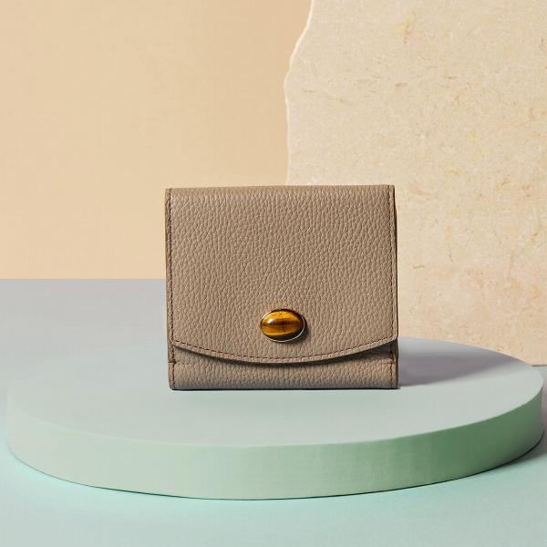 【TOPKAPI】 gemdrops ジェムドロップ ミニエンボスレザー 天然石 二つ折り 財布