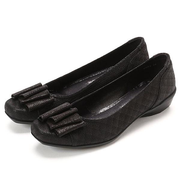 【大きいサイズ】ウェーブリボンモチーフコンフォートウェッジパンプス