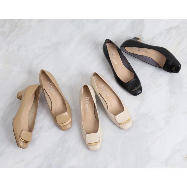 バックル付きスクエアトゥパンプス