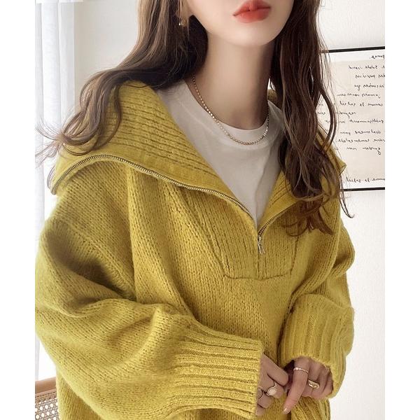 《JaVaジャバ コラボ》ふわふわに癒され。ミックスカラー糸ハーフジップニットプルオーバー