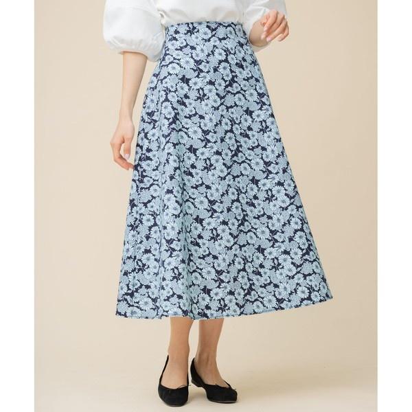 【組曲×setsuko sagittaire】バイカラーフラワープリント フレアスカート