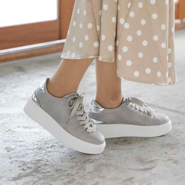 【飾り付き】厚底レースアップスニーカー