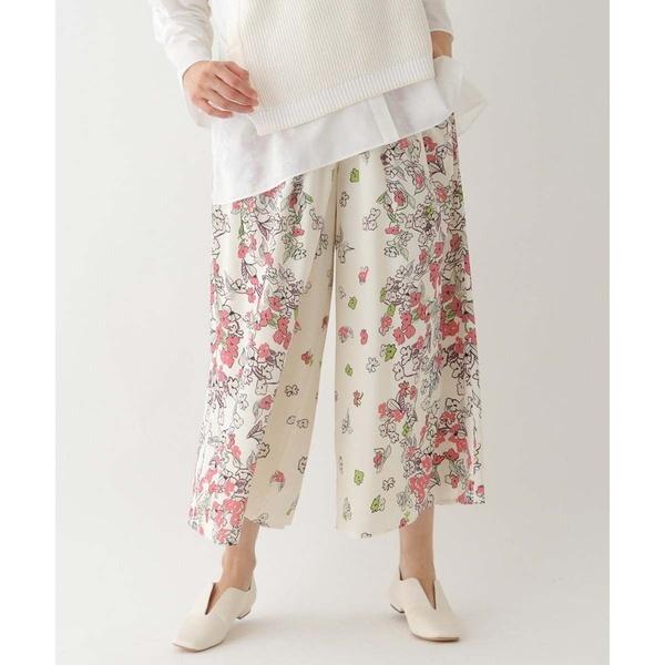 【小さいサイズ/洗える】花柄フレアパンツ