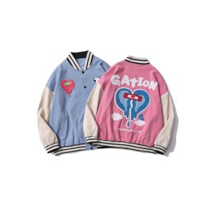 スタジャン 「HOOK」アメカジ袖配色切り替えドッキングブルゾン