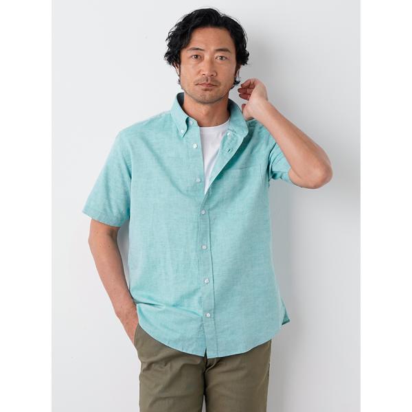 シャンブレー半袖ボタンダウンシャツ