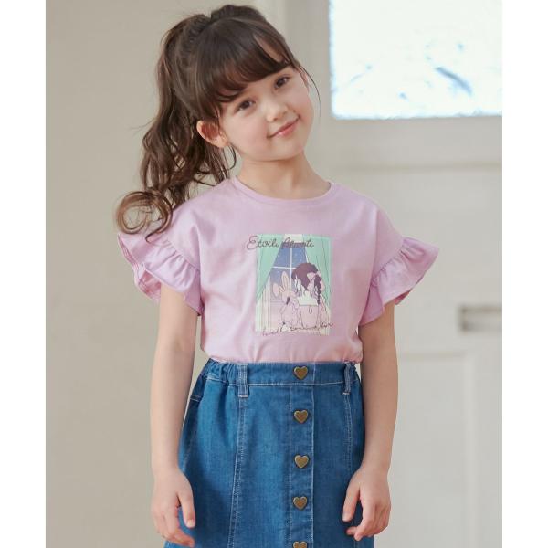 袖フリル エモプリント Ｔシャツ