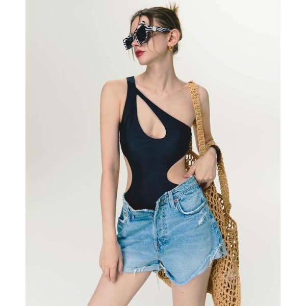 ワンショルダー カットオープン モノキニ