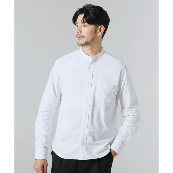 日本製オックスバンドカラー長袖シャツ