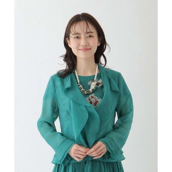 【小さいサイズ/洗える】シアーラッフルブラウスジャケット