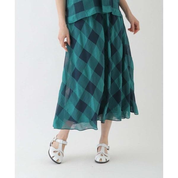 【小さいサイズ/洗える】シアーチェックフレアスカート