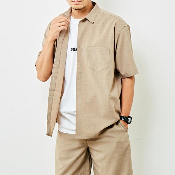 【MASTER FRAME】リネンライクポプリンレギュラーカラーシャツ