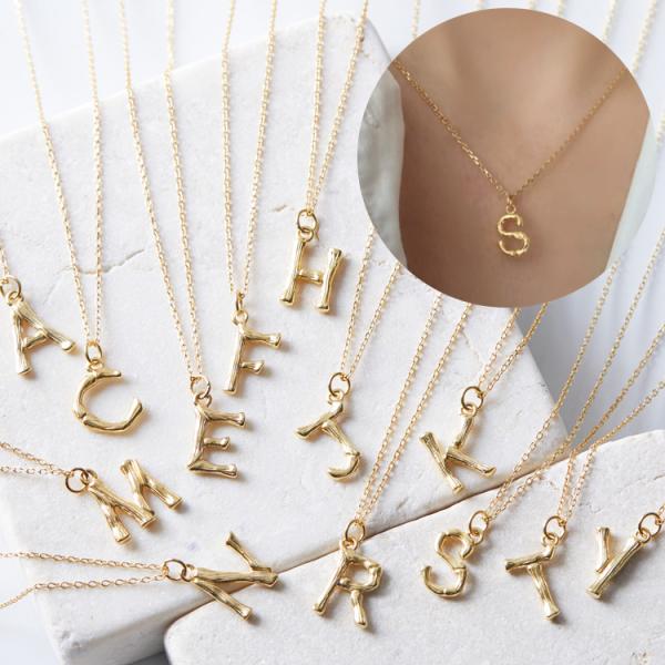 イニシャルチャームネックレス 【aroco/アロコ】