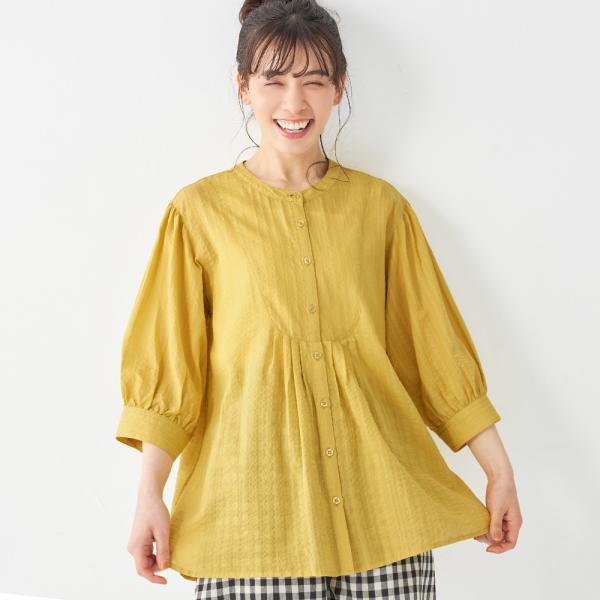 ドビー素材ギャザーチュニック