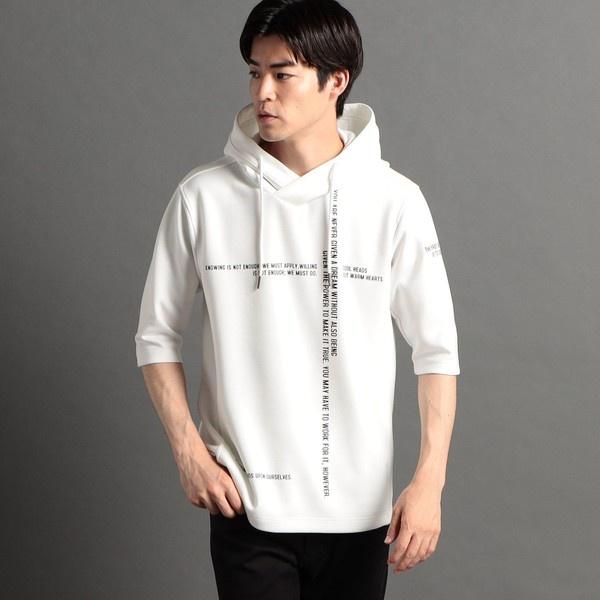 5分袖ロゴプルオーバーパーカー