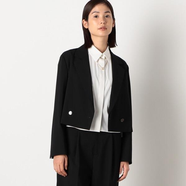 【セットアップ対応】マシンウォッシャブル　T/Rトロピカル Ｗブレスト クロップト丈 ジャケット