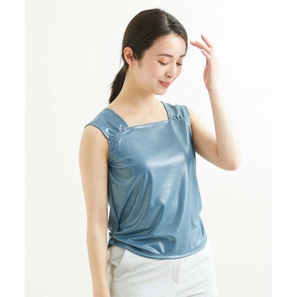 【小さいサイズ/洗える】メタリックプリントノースリーブトップ