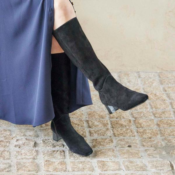 スクエアトゥロングブーツ