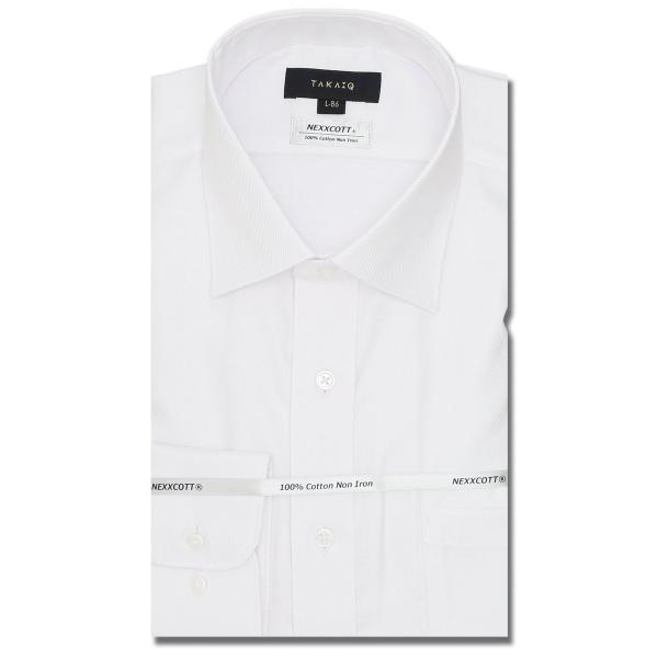 綿100％ ノーアイロン スタンダードフィット ワイドカラー長袖シャツ