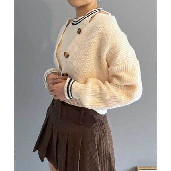 ショートカーデ×アメスリタンク ダブルラインアンサンブル