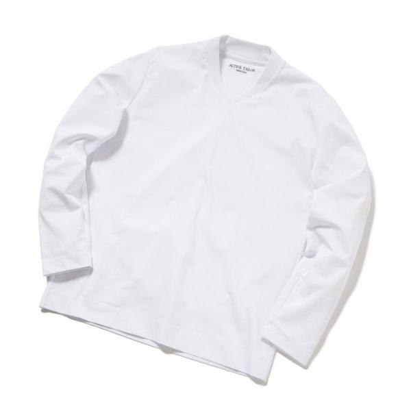 【ACTIVE TAILOR】シルケットスムースVネックロングTシャツ