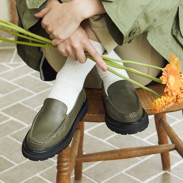 タンクソールモカデザインローファー