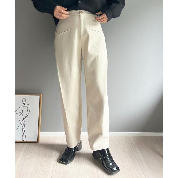 ウールライクテーパードタックパンツ