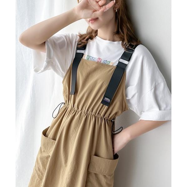 《Javaジャバコラボ》一気にトレンドライクな印象をプラス。肩ベルトナイロンワンピース