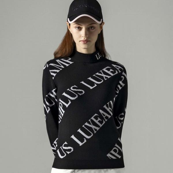 ゴルフ 総柄ロゴモックネックニット