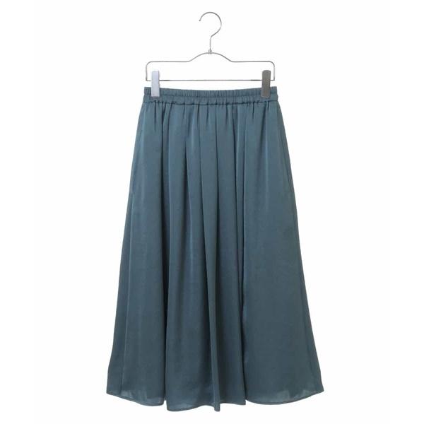 【小さいサイズ/洗濯機で洗える】サテンギャザーフレアスカート