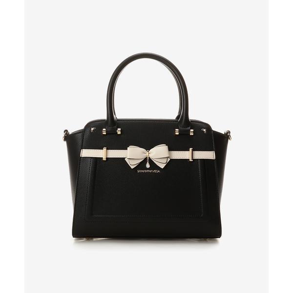 バイカラーアクセントリボンハンドバッグ