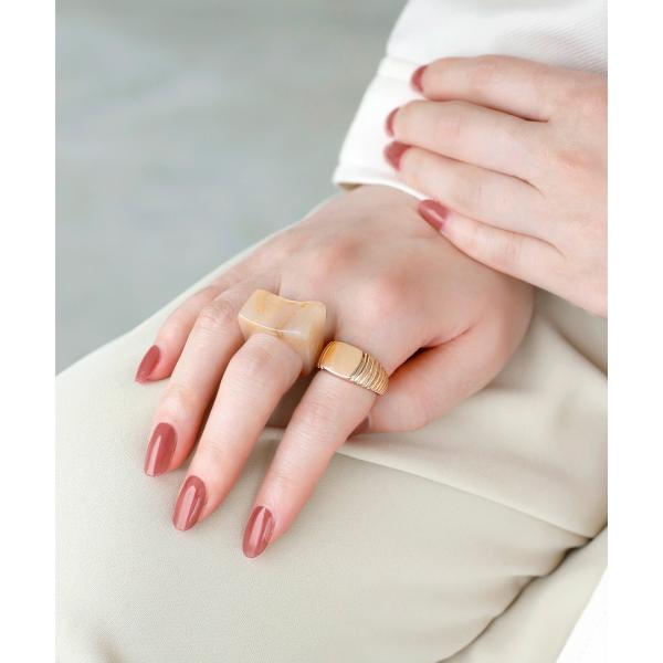 マーブル×メタルシグネットリング[2本セット]