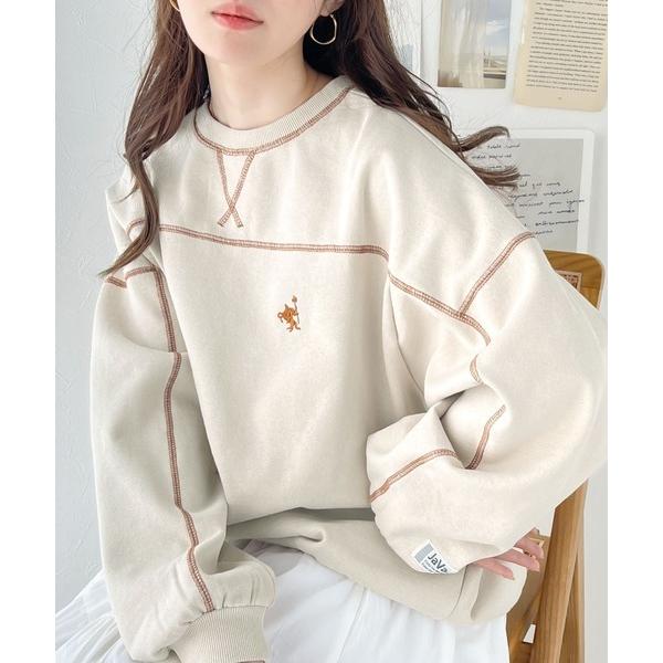 《JAVAジャバ 別注》ふんわり暖か。大人の裏起毛配色ステッチロゴスウェット