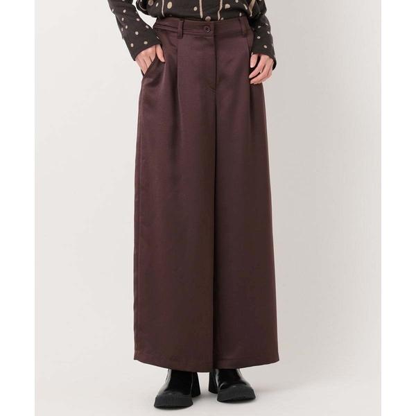 【小さいサイズ/洗濯機で洗える】艶サテンワイドシルエットパンツ