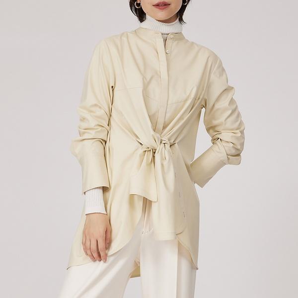 サイドボタンドレープブラウス