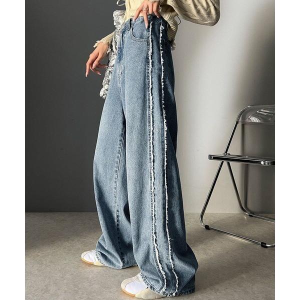 《Javaジャバコラボ》一味違う、配色×フリンジデザイン。サイドフリンジワイドデニム