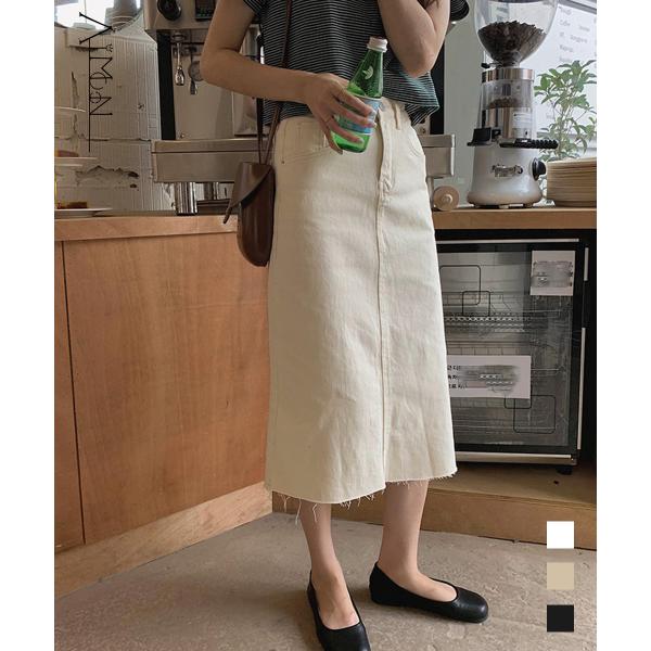 ロングタイトデニムスカートバックスリット