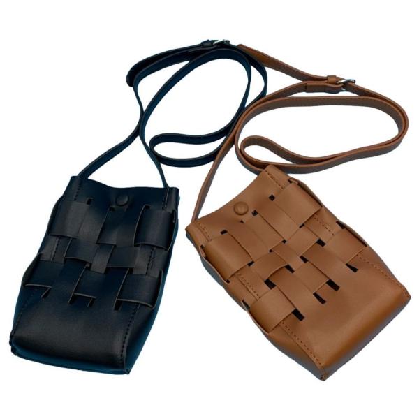 ランダムメッシュ　合皮スマホショルダーバッグ