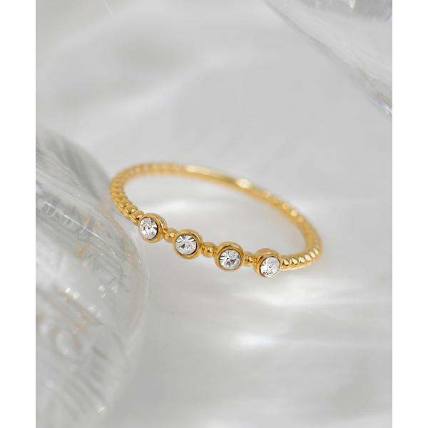 連なりビジューピンキーリング